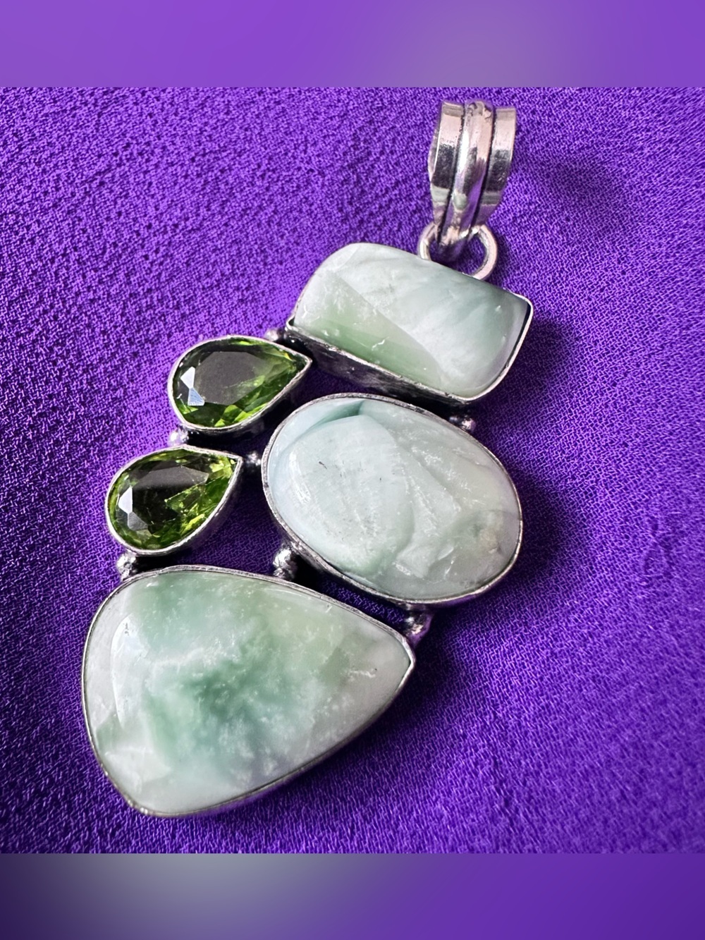 Artisan Handcrafted Green VERISCITE PENDANT With Green Crystal Accents Necklace
